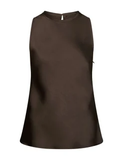 D'ahrling Kelina Heavy Satin Top - Mørkebrun