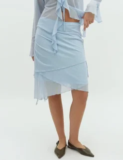 D'ahrling Laffron Asymmetric Mesh Nederdel - Lyseblå