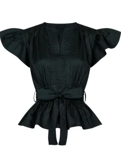 D'ahrling Malia Cotton Satin Top - Sort