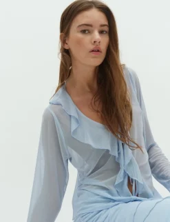 D'ahrling Unika Mesh Bluse - Lyseblå