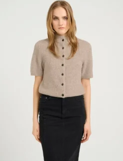 Gestuz AlphaGZ SS Short Cardigan - Sand