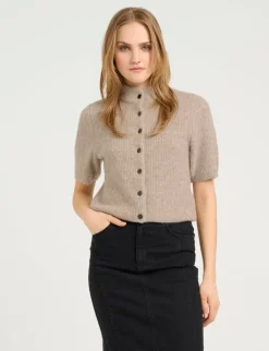 Gestuz AlphaGZ SS Short Cardigan - Sand