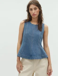 Global Funk Rihne peplum-G Top - Denim