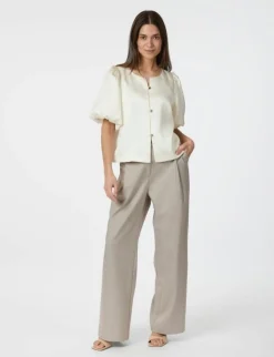 Neo Noir Aisa Dull Satin Bluse - Ivory