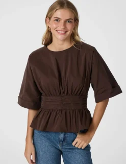 Neo Noir Annegret Poplin Bluse - Brun