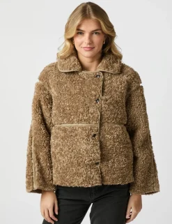 Neo Noir Castor Faux Fur Jakke - Sand