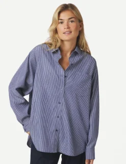 Neo Noir Dalma B Stripe Stone Skjorte - Mørkeblå