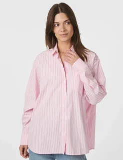 Neo Noir Dalma Soft Stripe Stone Skjorte - Pink