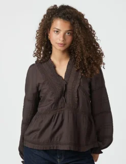 Neo Noir Elfie Bluse - Mørkebrun