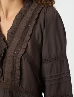 Neo Noir Elfie Bluse - Mørkebrun