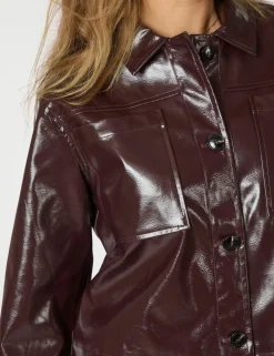 Neo Noir Emilia Patent Jakke - Bordeaux