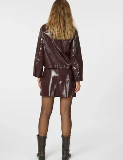 Neo Noir Emilia Patent Jakke - Bordeaux