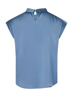 Neo Noir Fleur Drapy Satin Bluse - Blå