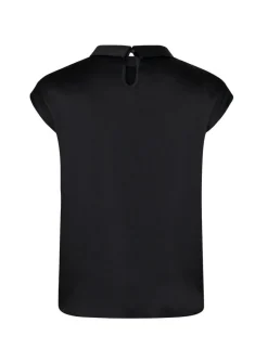 Neo Noir Fleur Drapy Satin Bluse - Sort