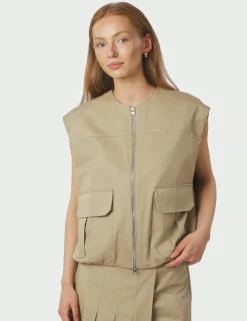 Neo Noir Flo Balloon Twill Vest - Sand
