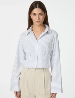 Neo Noir Frost Slim Stripe Skjorte - Stribet