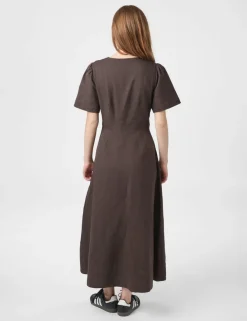 Neo Noir Ilsie Linen Kjole - Mørkebrun