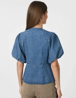 Neo Noir Irina Denim Bluse - Denim
