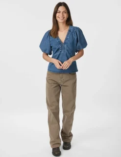 Neo Noir Irina Denim Bluse - Denim
