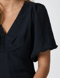 Neo Noir Irina Structure Bluse - Mørkeblå