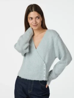 Neo Noir Kilua Fluffy Wrap Bluse - Lyseblå