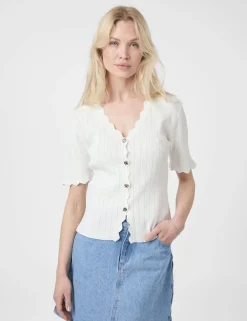 Neo Noir Larifa Stitch Knit Tee - Hvid