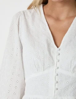 Neo Noir Neroni Embroidery Bluse - Hvid