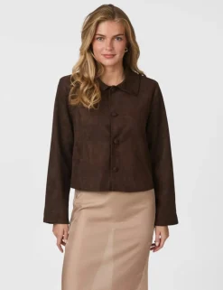 Neo Noir Nilo Faux Suede Jakke - Mørkebrun