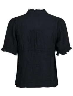 Neo Noir Odesa Linen Bluse - Sort
