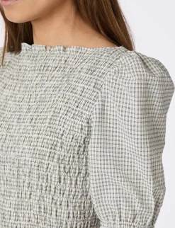 Neo Noir Polkis Small Check Kjole - Creme