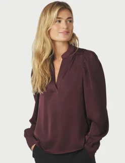 Neo Noir Rosslyn Heavy Sateen Bluse - Bordeaux