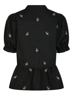 Neo Noir Savy Flower Emb Bluse - Sort