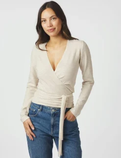 Neo Noir Tilfa Knit Wrap Bluse - Sand