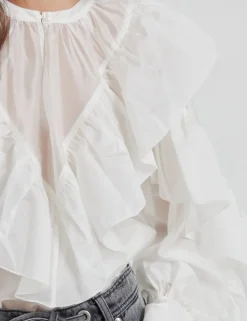 Second Female Fria Frill Bluse - Creme